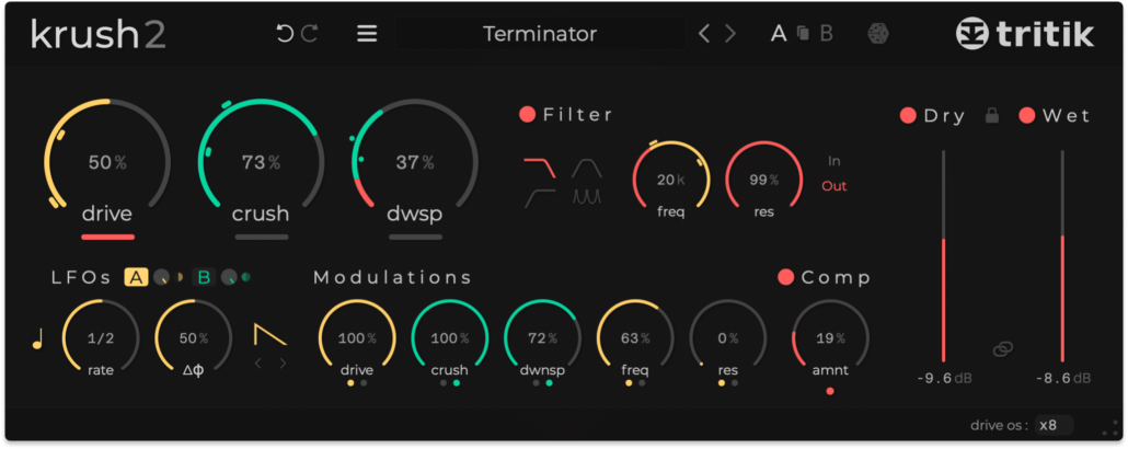 Krush2_v1.0.0_tierra_b Krush2 plugin interface.